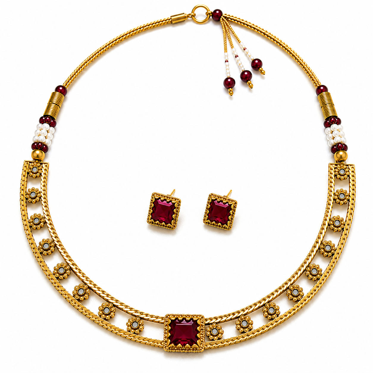 Royal Sapphire Dual-Line Necklace Set