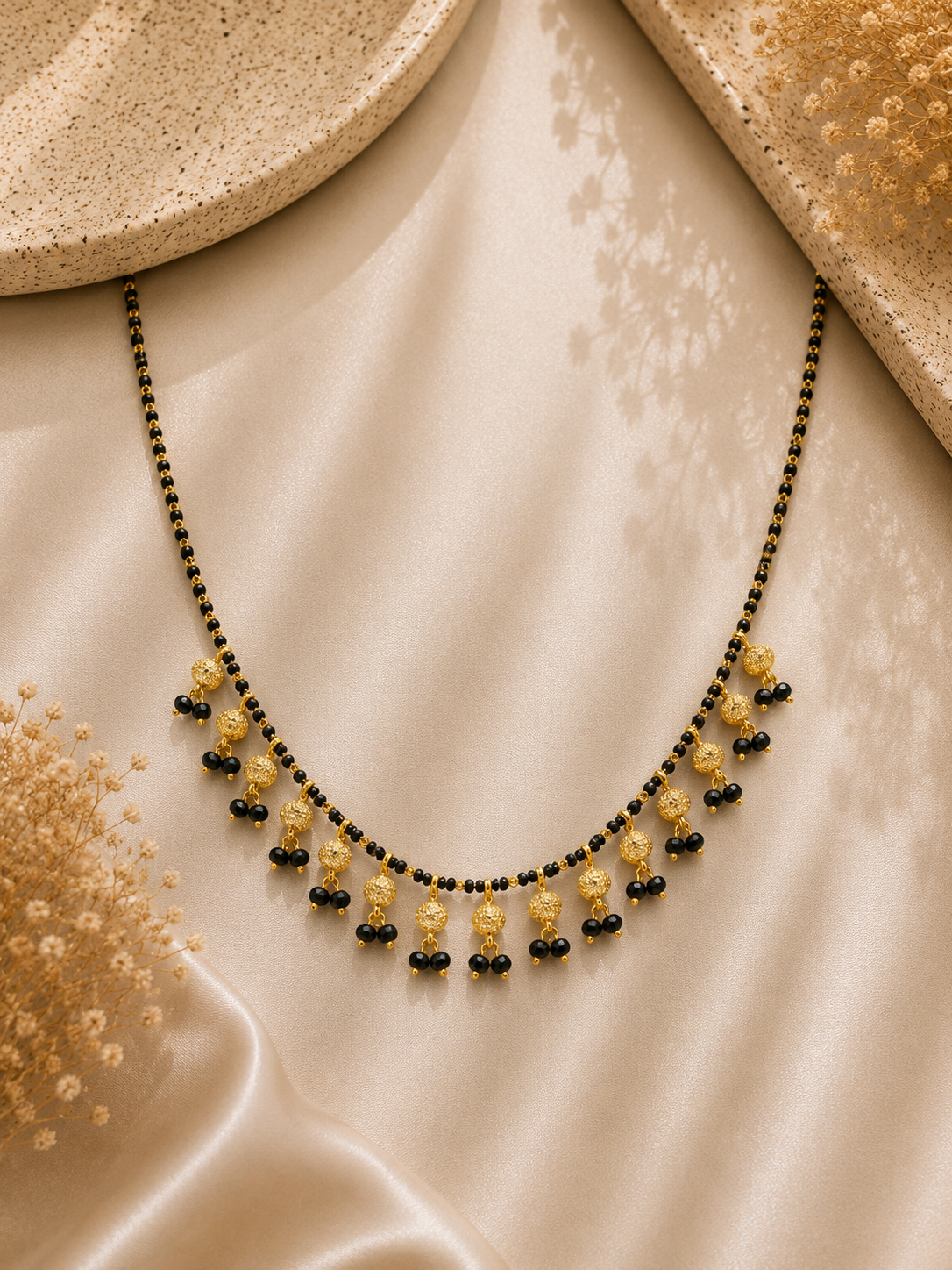 Traditional Black Bead Mangalsutra Necklace Short Description