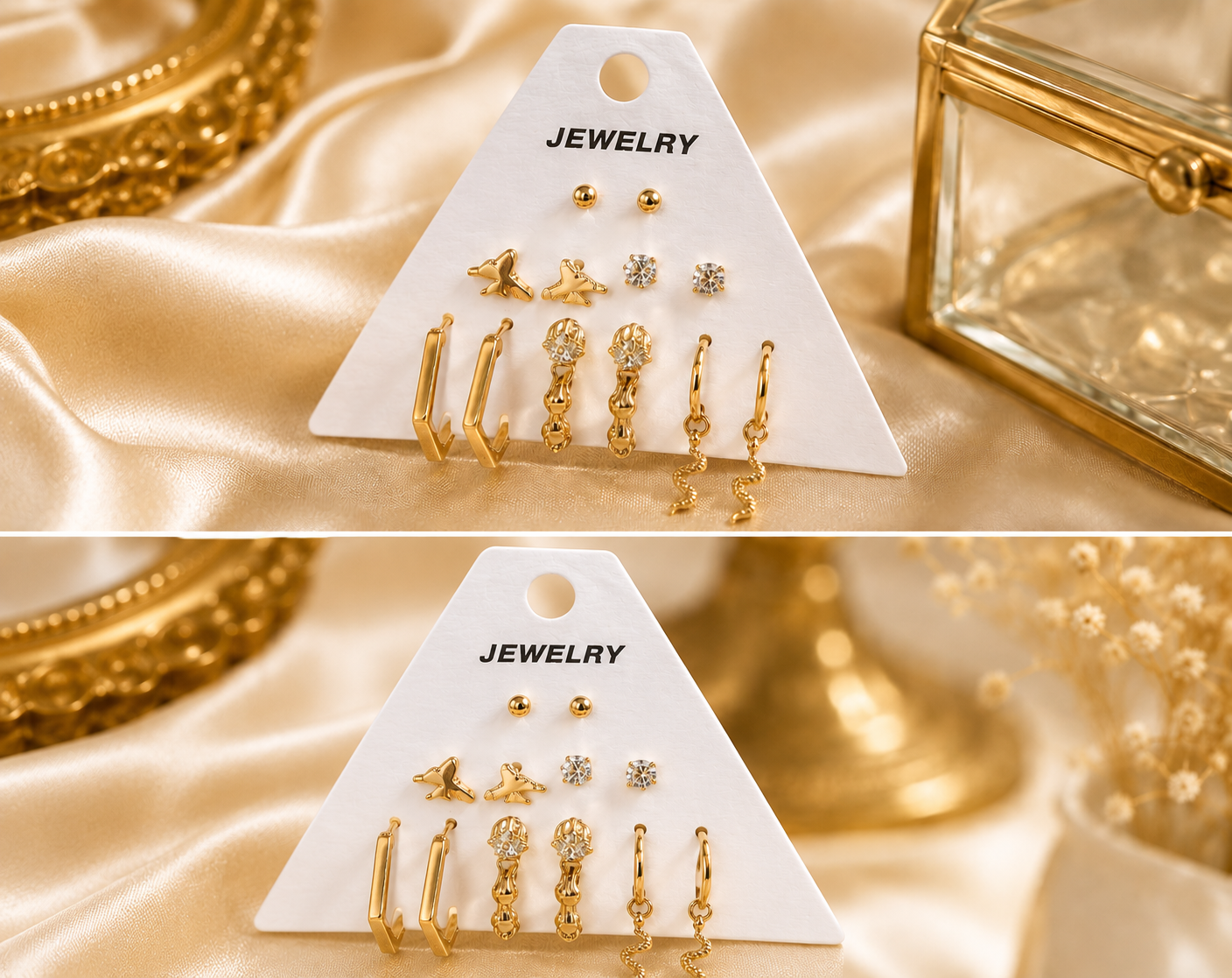 6-Pair Gold-Tone Earrings Combo Set for Women