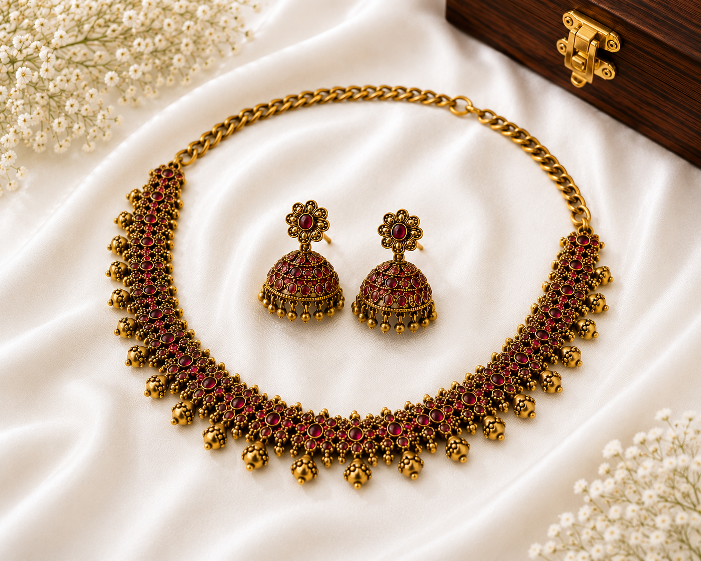 Antique Jhumka Choker Necklace Set