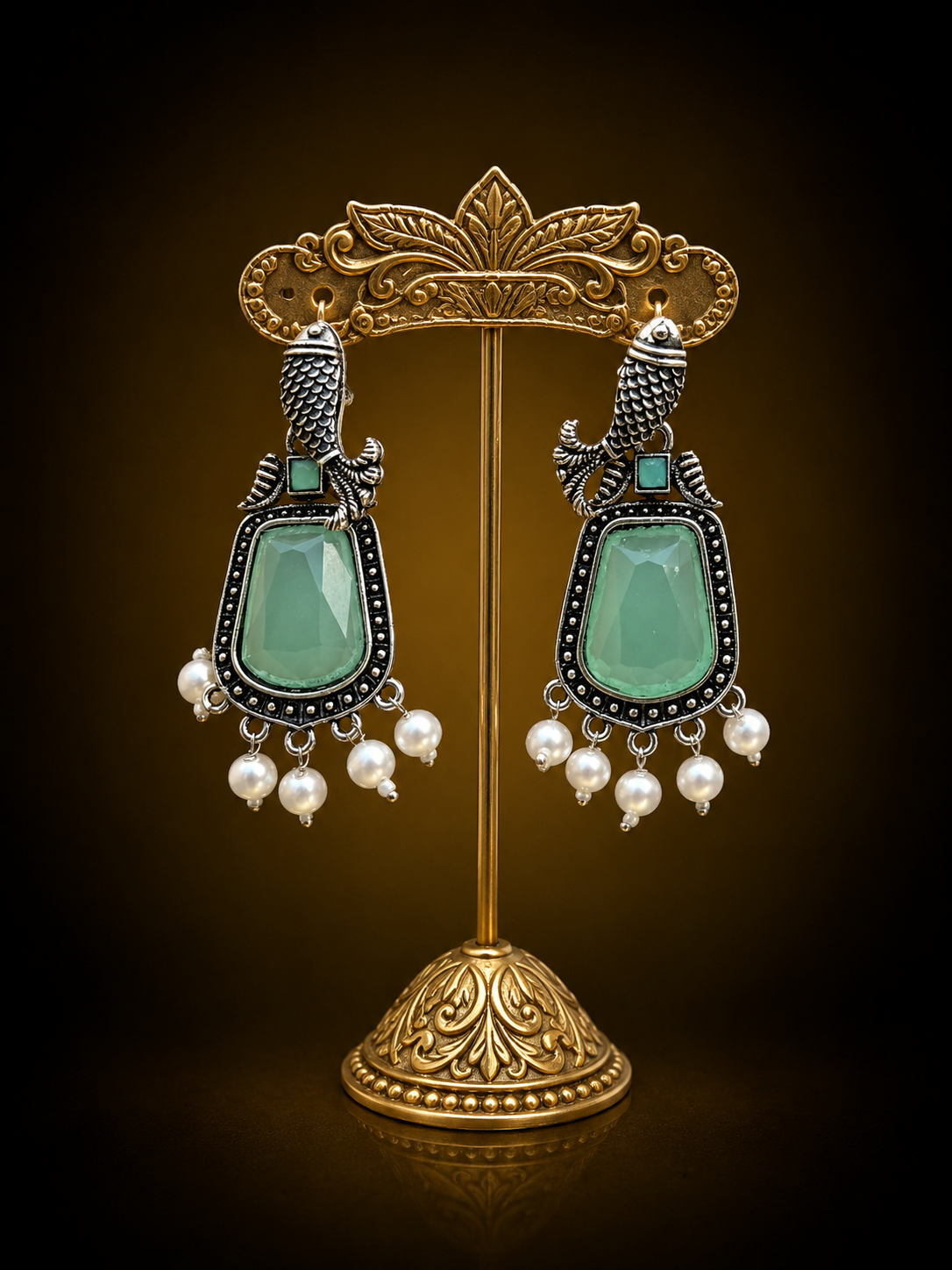 Royal Ruby Pearl Drop Earrings
