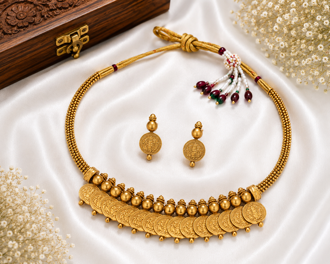 Antique Temple Coin Necklace Set