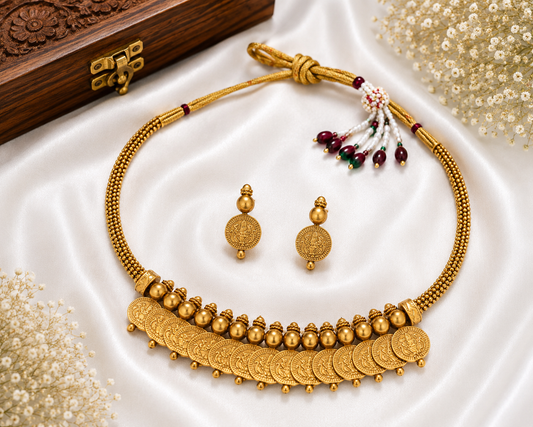 Antique Temple Coin Necklace Set