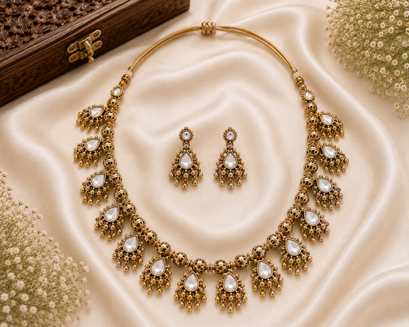 Haritha Antique Bead Drop Necklace Set