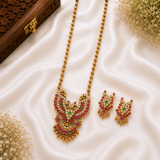 Antique Eagle Temple Pendant Necklace Set