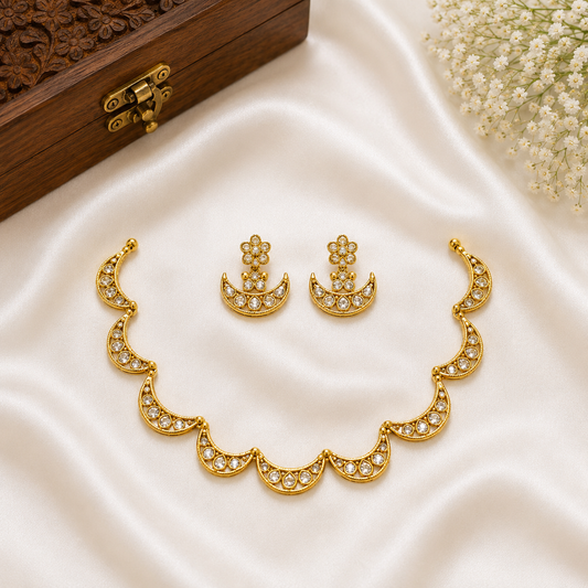 Crescent Crystal Necklace Set