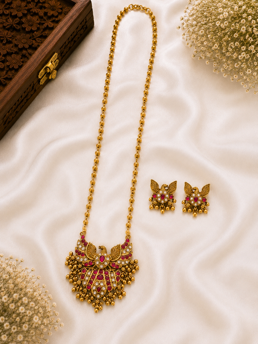 Antique Eagle Temple Pendant Necklace Set