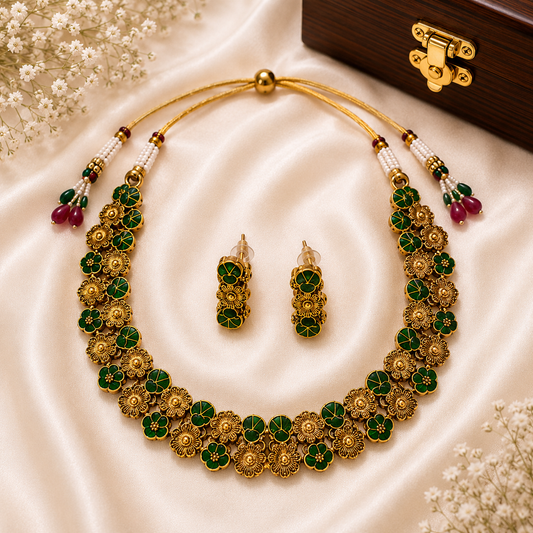 Pookkalam Floral Necklace Set