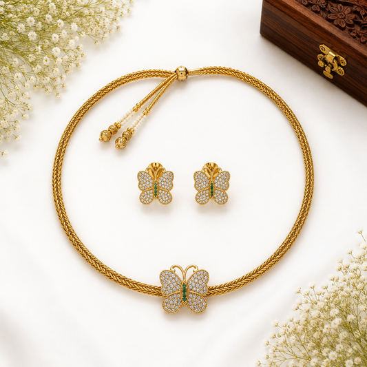Butterfly Crystal Necklace Set