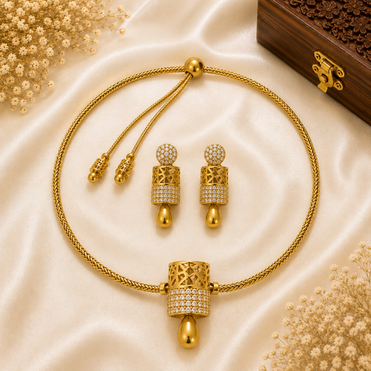 Crystal Barrel Pendant Necklace Set