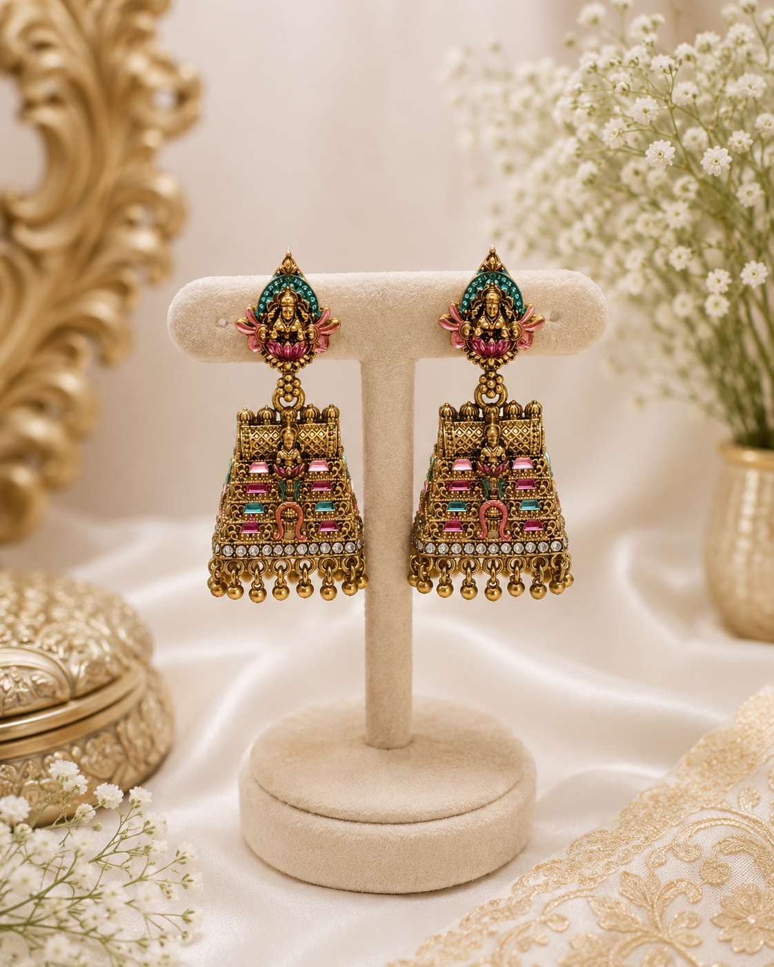 Antique Temple Gopuram Designer Earrings