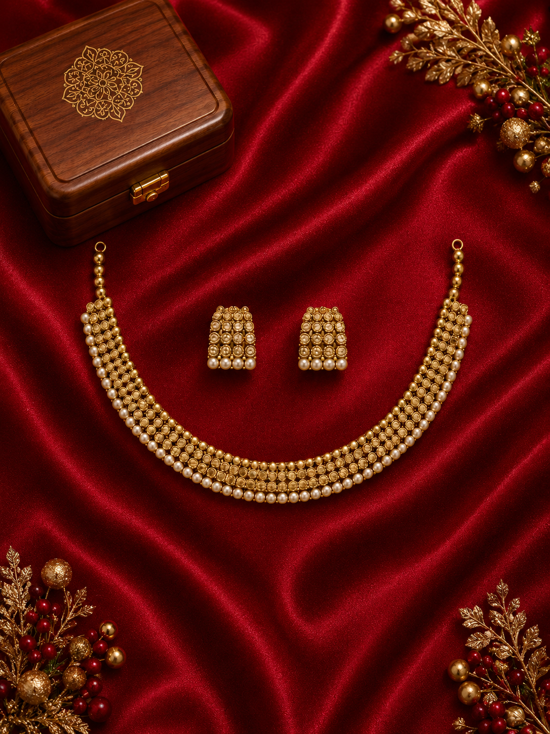 Royal Pearl Mesh Necklace Set