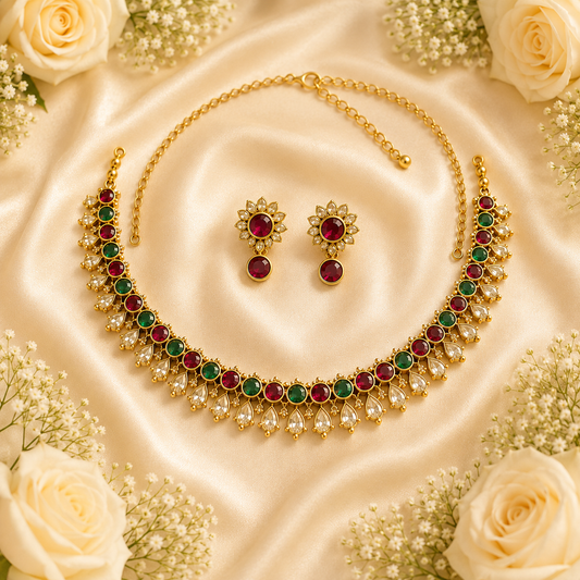 Ruby Emerald Radiance Necklace Set