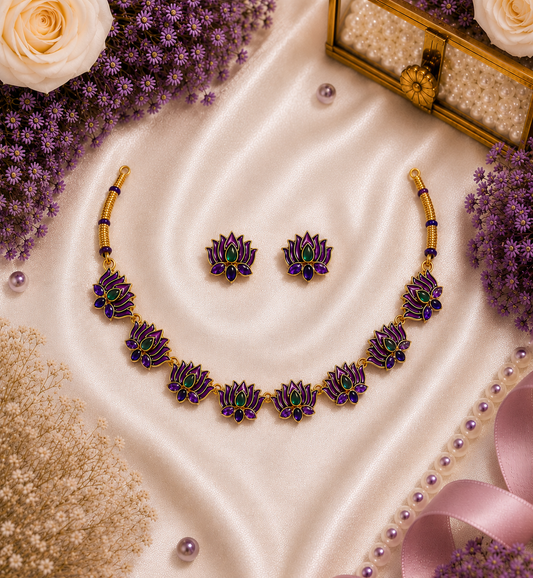 Midnight Lotus Elegance Necklace Set