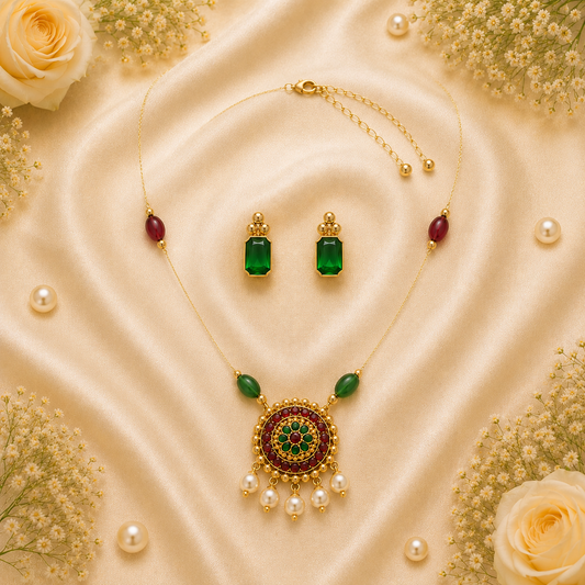 Invisible Chain Floral Pendant Necklace Set