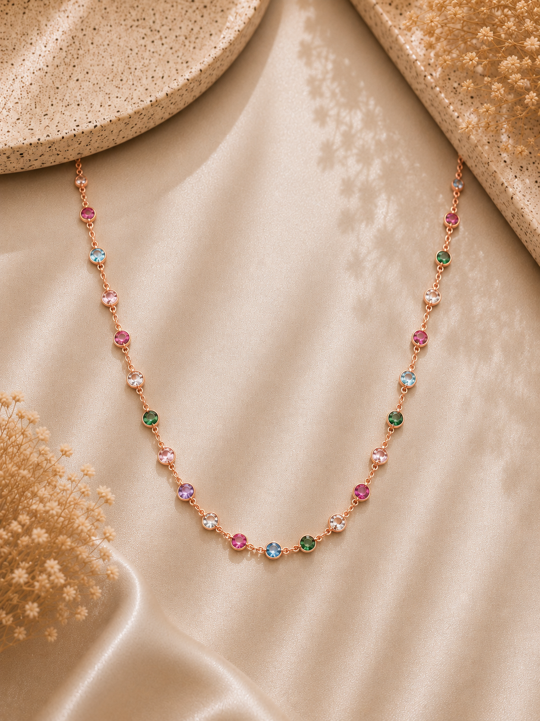 Rainbow Crystal Invisible Chain Necklace