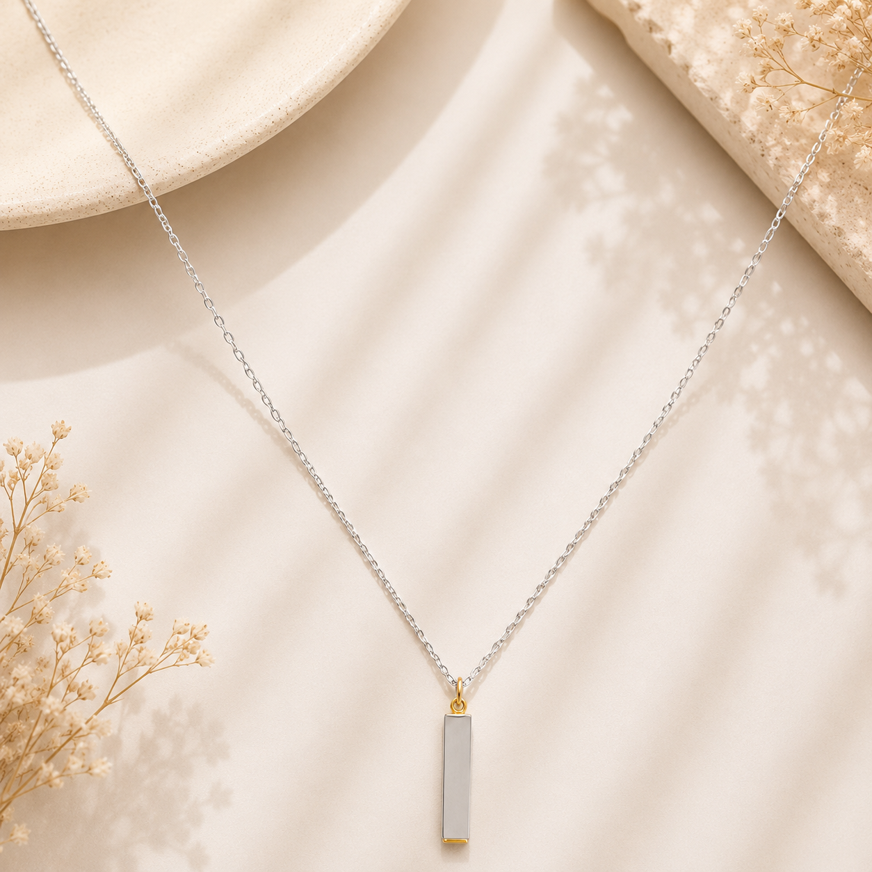 Minimalist Bar Pendant Stainless Steel Necklace for Men