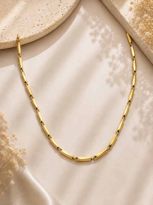Stainless Steel Geometric Link Chain Necklace