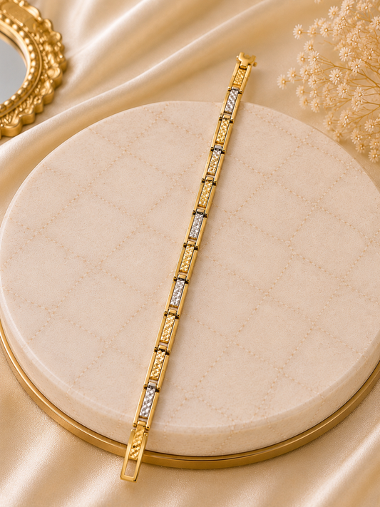 Two-Tone Textured Link Bracelet