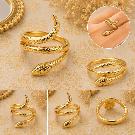 Golden Serpent Wrap Adjustable Ring