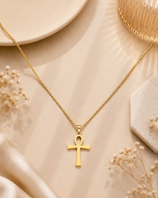 Ankh Symbol Pendant Necklace Set