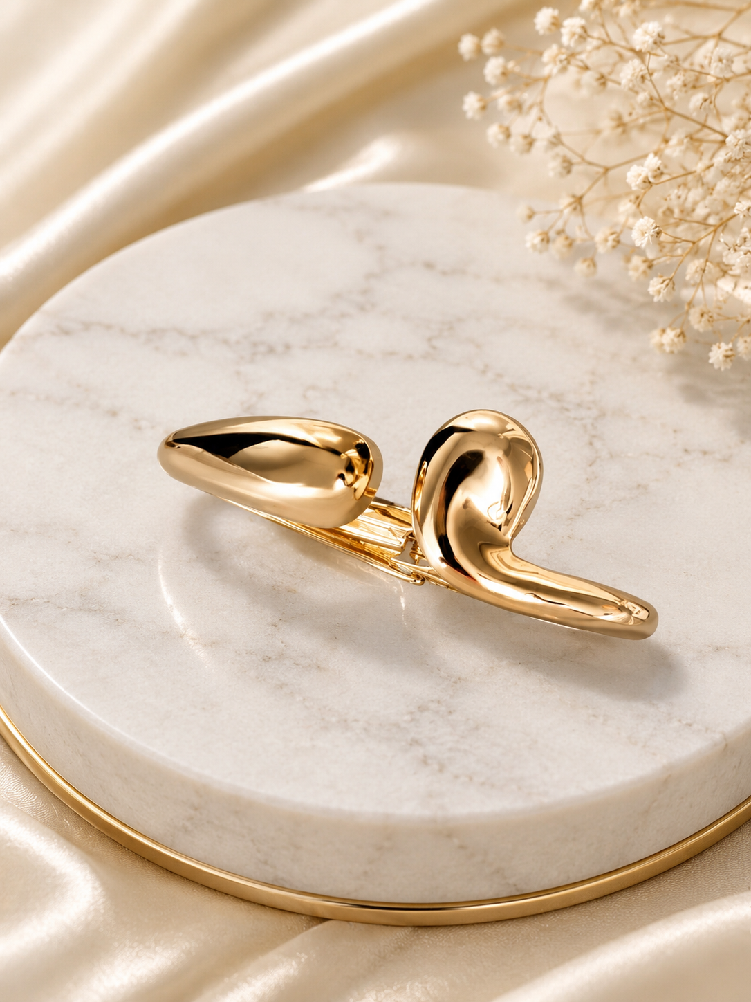 Gold Sculptural Open Cuff Bangle