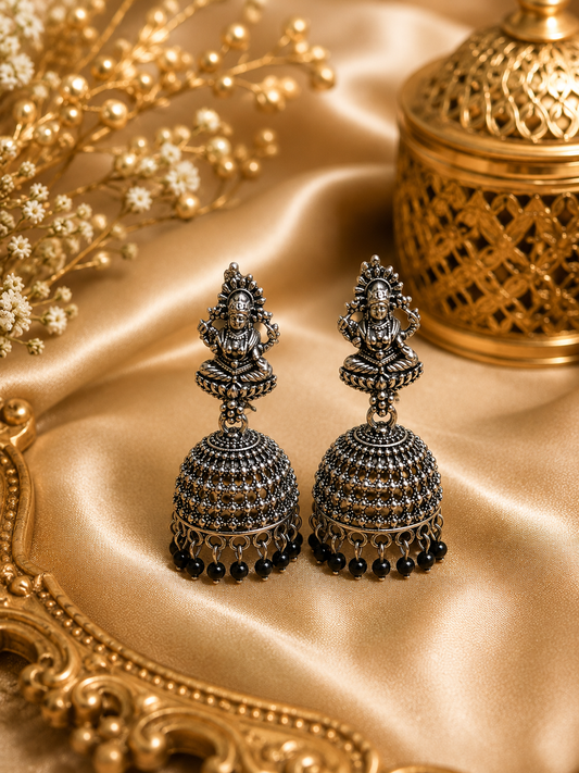 Lakshmi Oxidized Black Jhumka Earrings