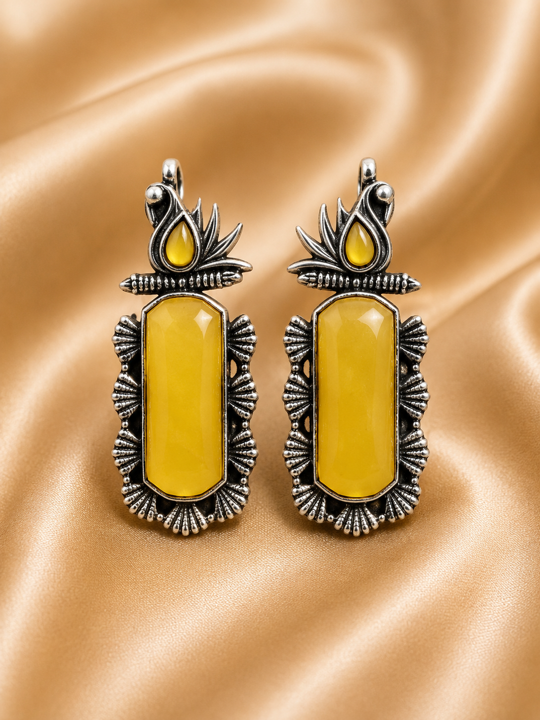Sunstone Yellow Antique Statement Earrings
