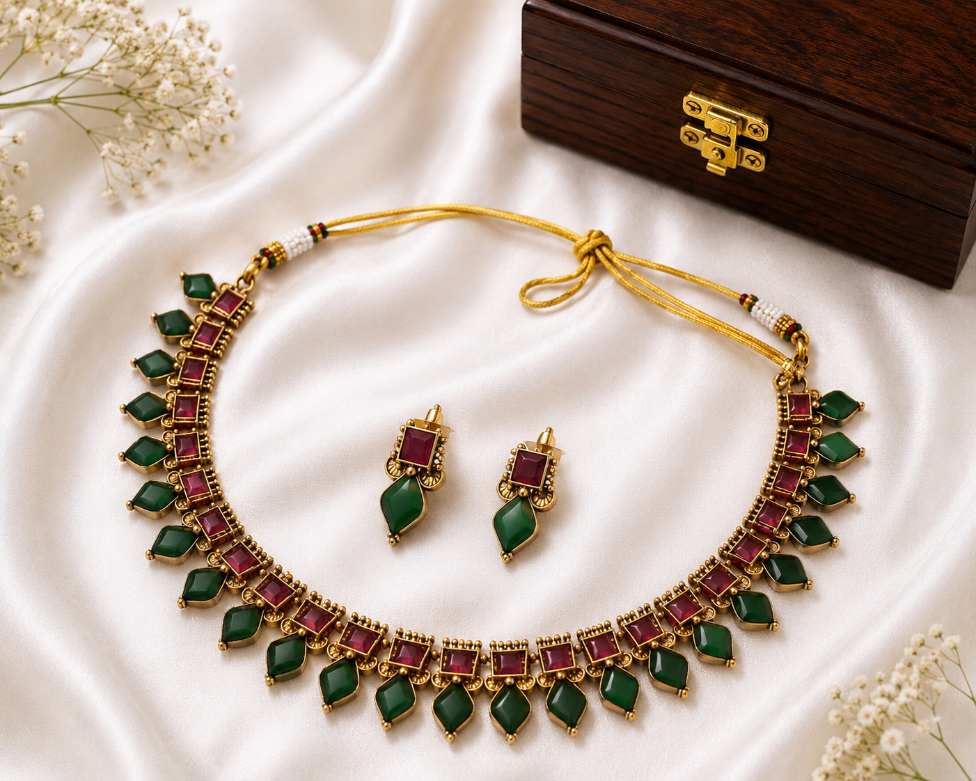 Antique Ruby Palakka Necklace Set