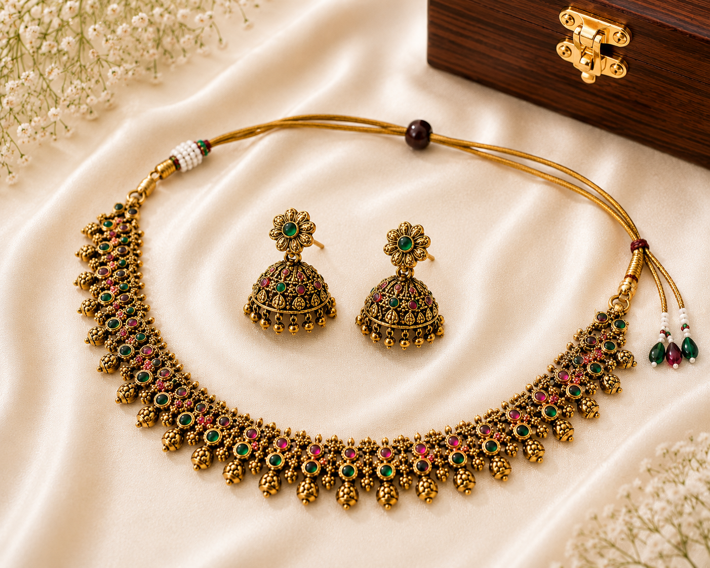 Antique  Jhumka Choker Necklace Set