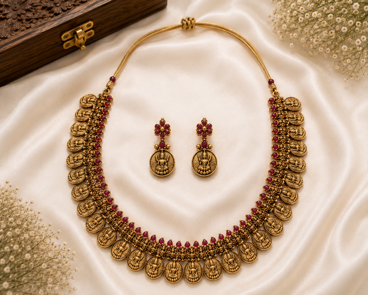 Lakshmi Antique Coin Temple Necklace Set