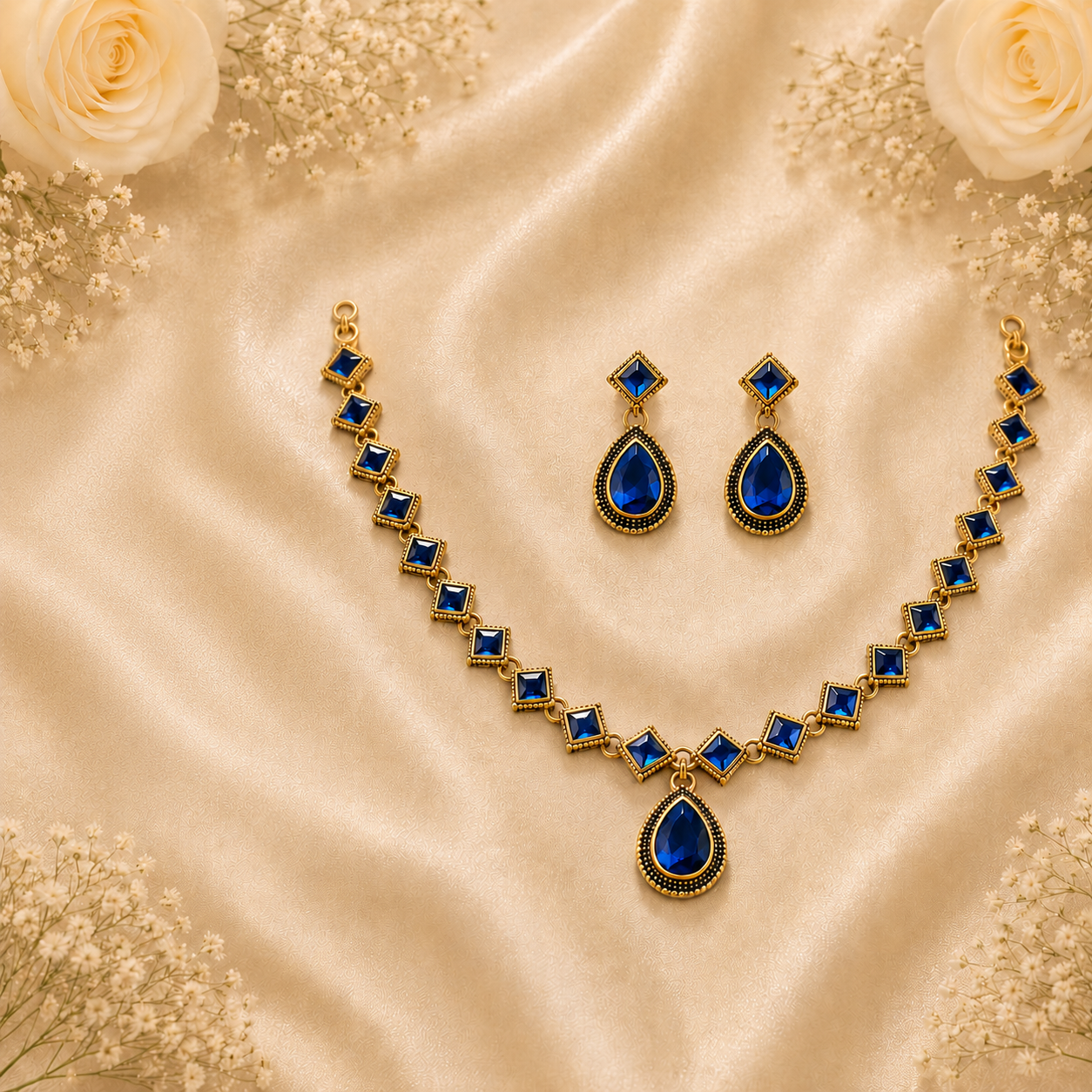 Crimson Royale Stone Necklace Set
