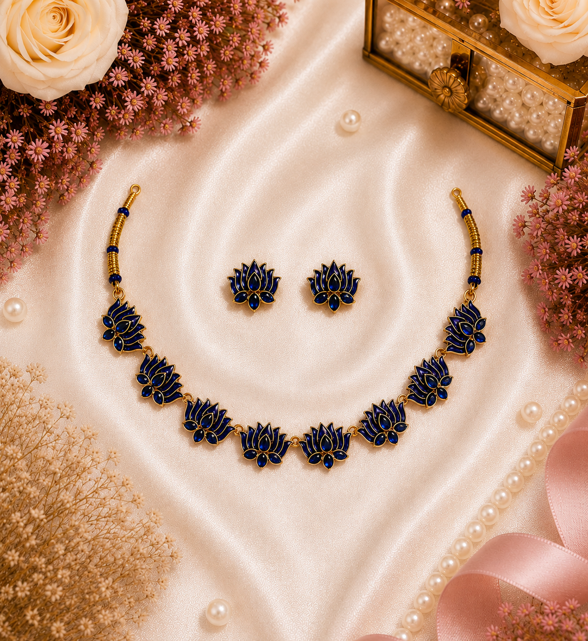 Midnight Lotus Elegance Necklace Set