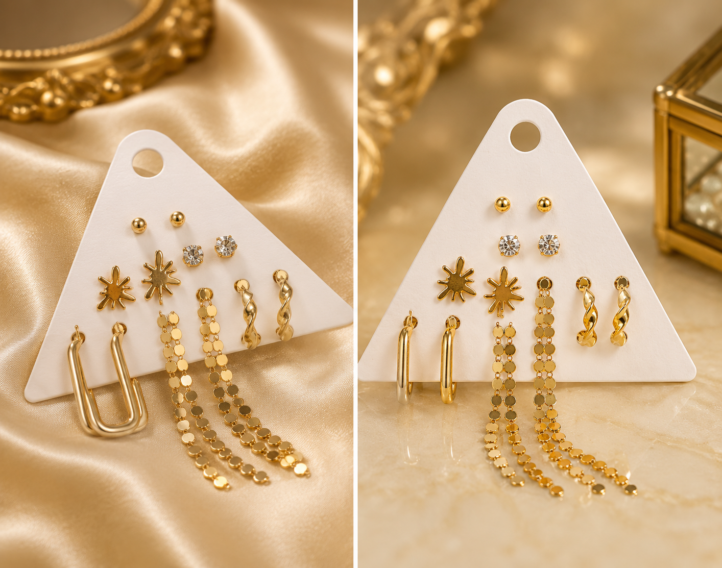 6-Pair Gold-Tone Earrings Combo Set for Women