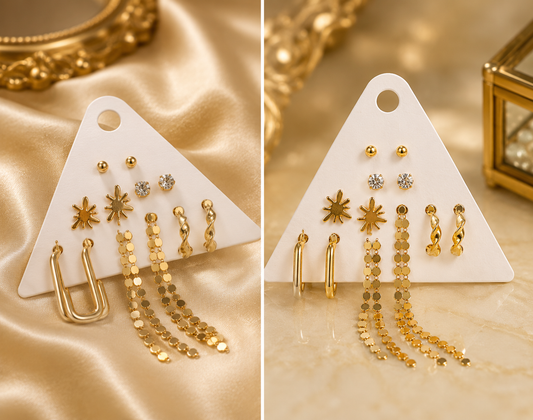 6-Pair Gold-Tone Earrings Combo Set for Women
