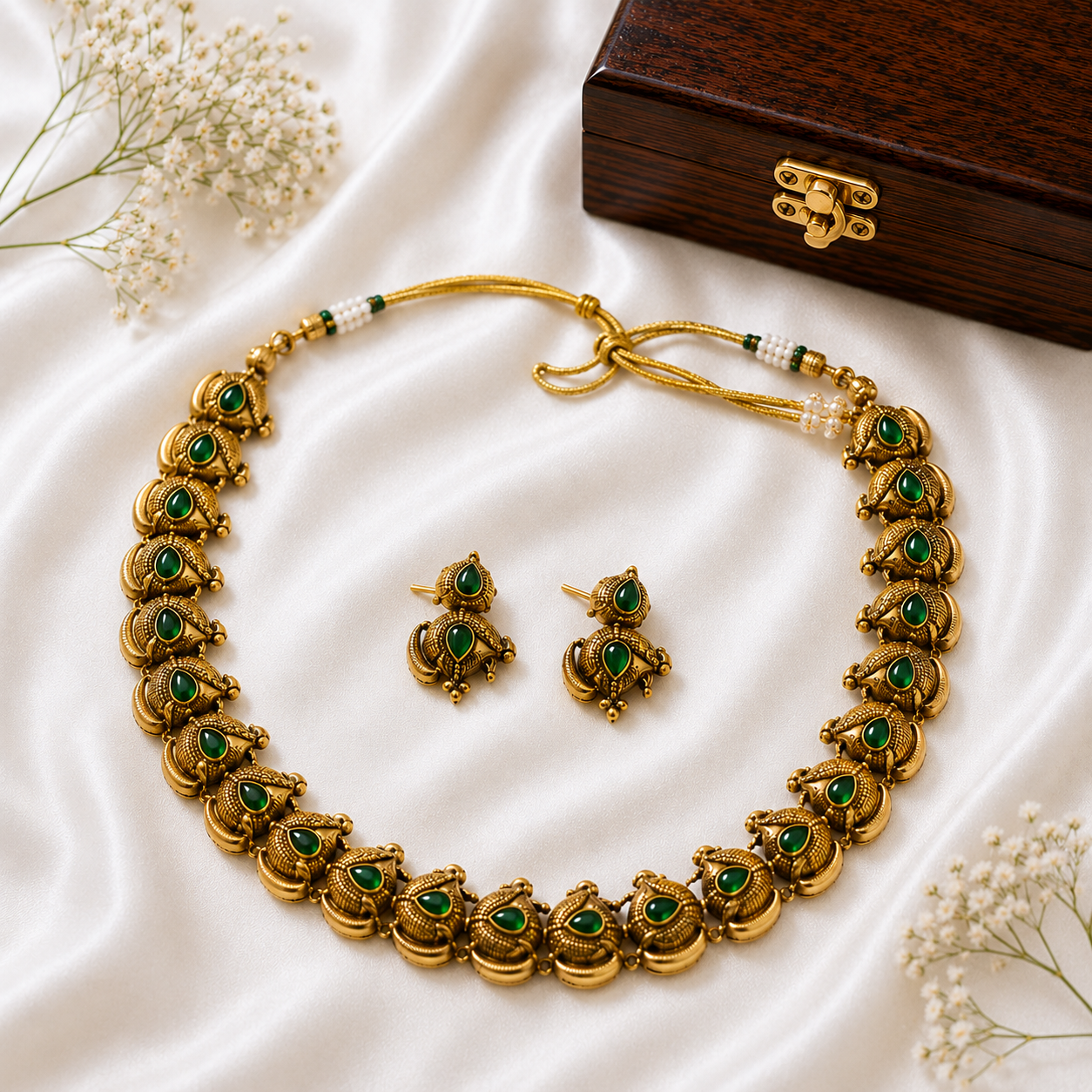 Antique Peacock Ruby Necklace Set ⭐