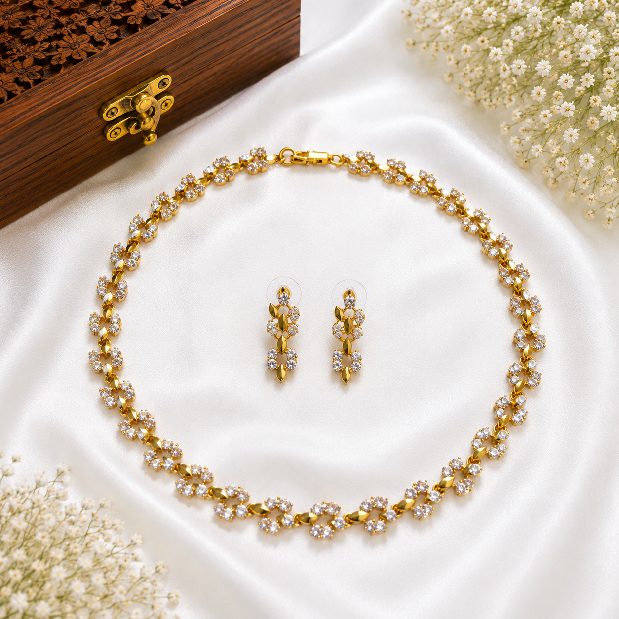Crystal Blossom Necklace Set