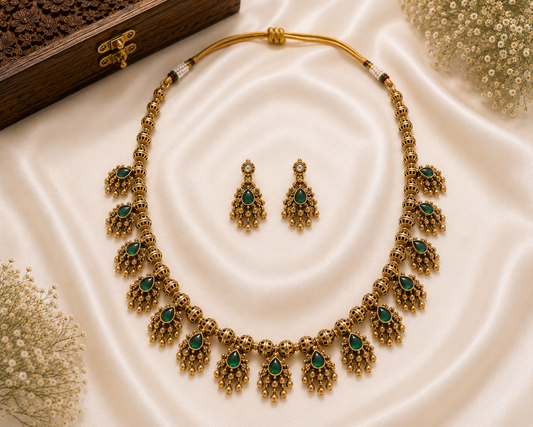 Haritha Antique Bead Drop Necklace Set