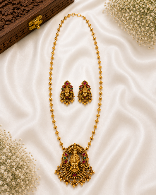 Traditional Antique Kathakali Face Pendant Necklace Set