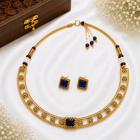 Royal Sapphire Dual-Line Necklace Set