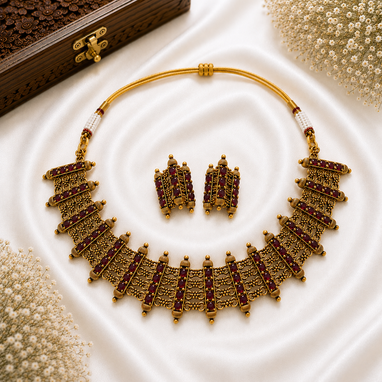 Emerald Antique Panel Necklace Set